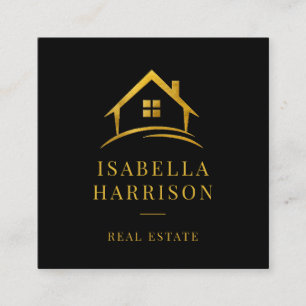 Luxus-Immobilien Black Gold Logo Quadratische Visitenkarte