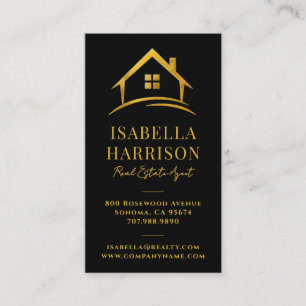 Luxus-Immobilien mit schwarzem Gold-Logo Visitenkarte