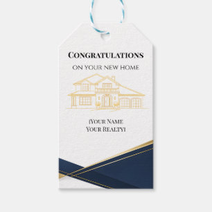 Luxus-Immobilienmakler-Geschenk-Anhänger Navy Gold Geschenkanhänger