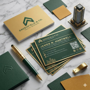 Luxus-Immobilienmakler Grün Gold Visitenkarte