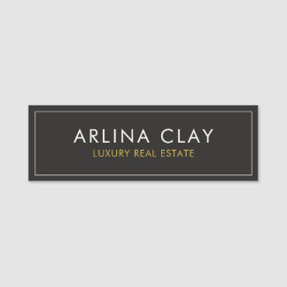 Luxus-Immobilienmakler-Name Tag Modern Schwarz Namensschild