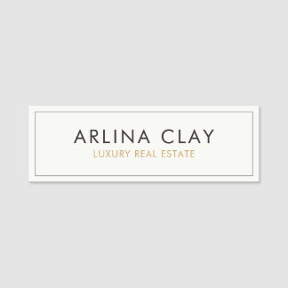 Luxus-Immobilienmakler-Name Tag Modern Weiß Namensschild