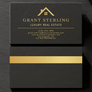Luxus-Immobilienmakler Schwarz Gold Stein Visitenkarte