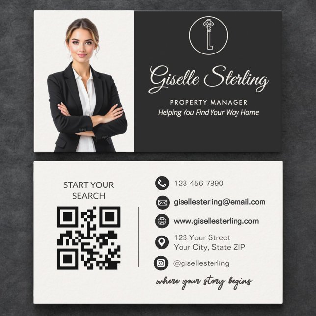 Luxus-Immobilienmanager Neutrales Foto QR-Code  Visitenkarte (Von Creator hochgeladen)