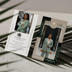 Luxus-Immobilienunternehmen Palm Tree Monogrammfot Visitenkarte