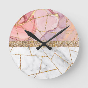 Luxus-Innenraum-Marmorstein-Glitter Runde Wanduhr