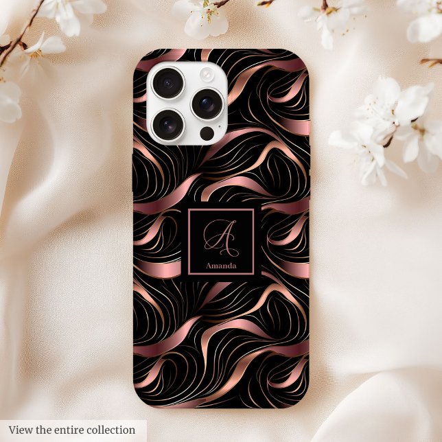 Luxus iPhone 14 Hülle Modern Roségold Metallisch (Luxury iPhone 14 Case Modern Rose Gold Metallic)