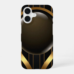 Luxus iPhone 16 Hülle Schwarz & Gold Gestreift G