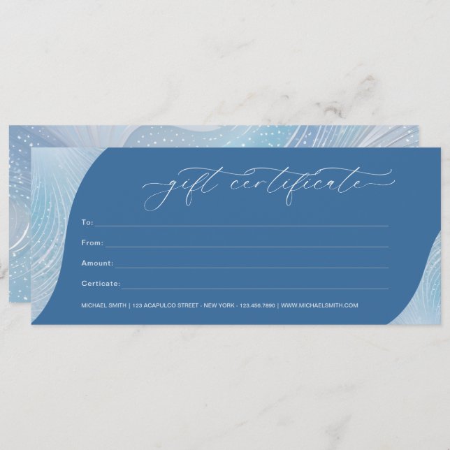 Luxus-Iridescent Blue Gradient Geschenkgutschein (Vorne/Hinten)