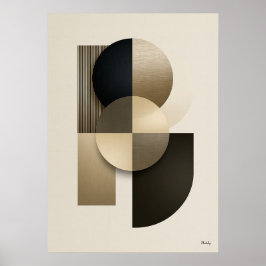 Luxus-Japandi-Geometrisch-Abstrakt-Wandkunst Gold Poster