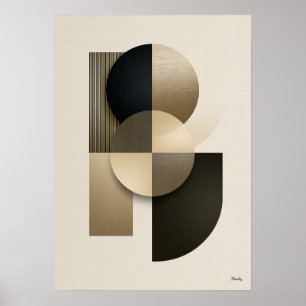 Luxus-Japandi-Geometrisch-Abstrakt-Wandkunst Gold Poster
