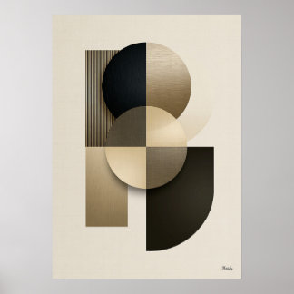 Luxus-Japandi-Geometrisch-Abstrakt-Wandkunst Gold Poster