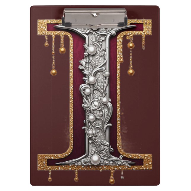 Luxus-Juwel-Buchstabe I-Monogramm mit Glitter Klemmbrett (Vorderseite)