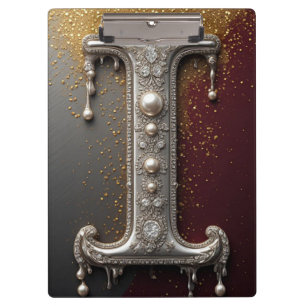Luxus-Juwel-Buchstabe I-Monogramm mit Glitter Klemmbrett