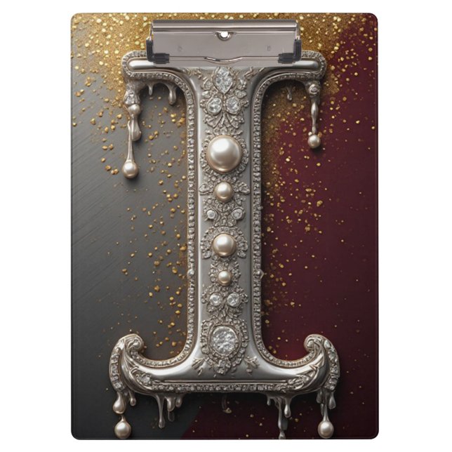 Luxus-Juwel-Buchstabe I-Monogramm mit Glitter Klemmbrett (Vorderseite)