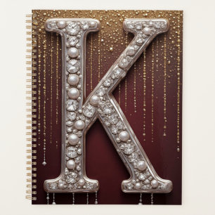 Luxus-Juwel-Buchstabe K-Monogramm mit Glitter Planer