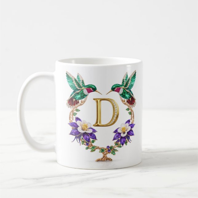 Luxus-Juwel-Kolibri-Monogramm-D-Kaffeetasse Kaffeetasse (Links)