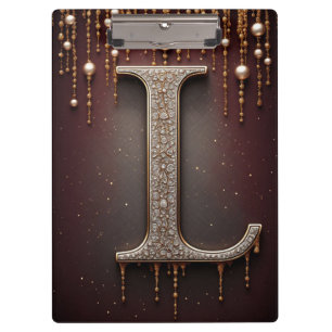 Luxus-Juwel-Letter L-Monogramm mit Glitter Klemmbrett