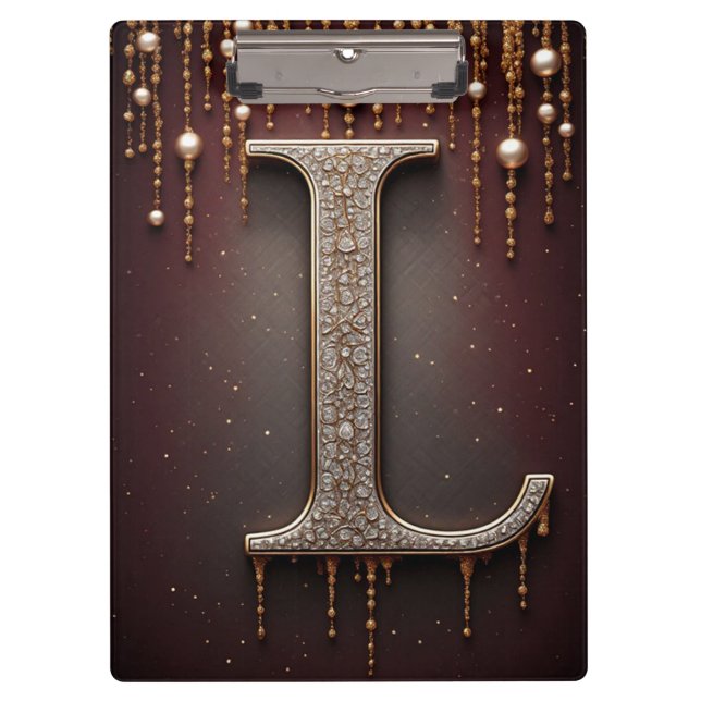 Luxus-Juwel-Letter L-Monogramm mit Glitter Klemmbrett (Vorderseite)