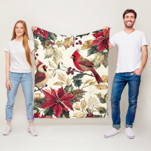 Luxus-Kardinal-Weihnachtsstern Weihnachtscreme Rot Fleecedecke
