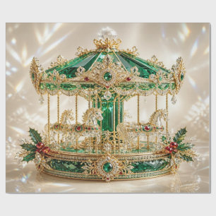 Luxus-Karussell Smaragd-Weihnachtsgeschenkpapier Geschenkpapier