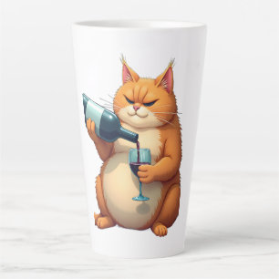 Luxus-Katze Tipsy Moderne Kunstillustration Milchtasse