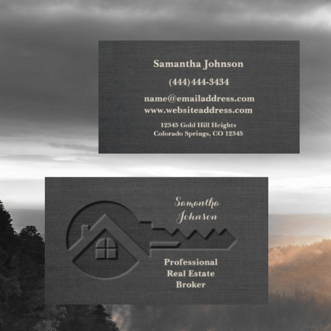 Luxus Key Slate Gray Real Anwesen Business Card Visitenkarte (Von Creator hochgeladen)