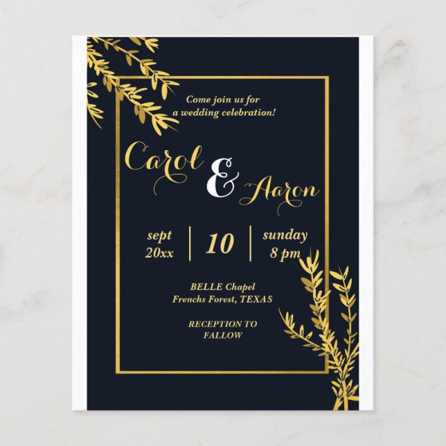 Luxus Klassik und Gold Hochzeit Flyer (Vorne)