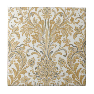 Luxus, Klassisch, Elegant, Gold Beige Muster Fliese