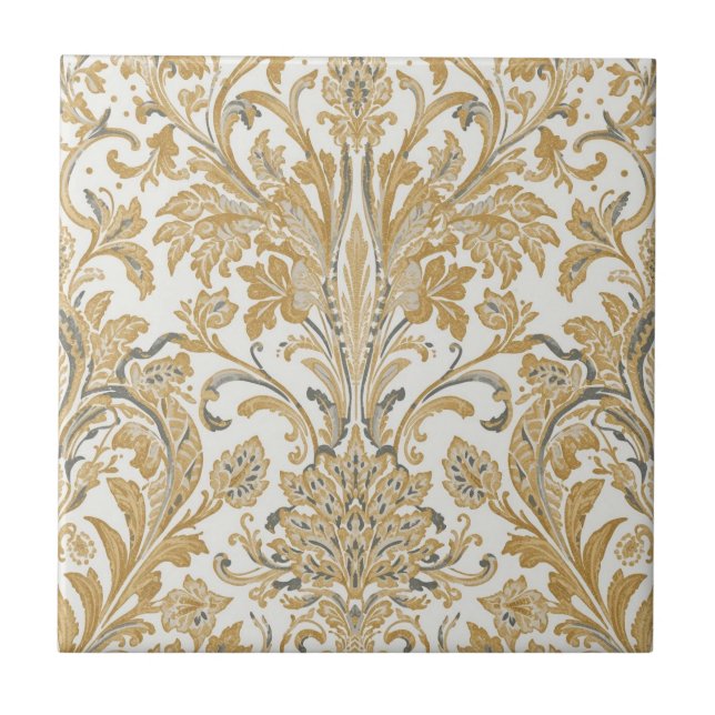 Luxus, Klassisch, Elegant, Gold Beige Muster Fliese (Vorderseite)