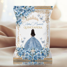 Luxus-Kleid Blau Gold Quinceanera-Chip-Tüte