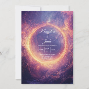 Luxus-Kosmisches-Portal-Feuer-Ring-Hochzeit Einladung