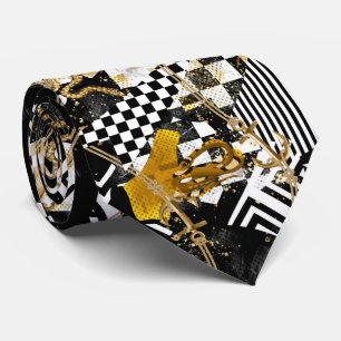 Luxus-Krawatte mit goldenen Ketten, Schach und Sch Krawatte