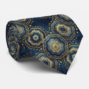 Luxus-Krawatte Navyblau + Gold-Geoden-Schlips Krawatte