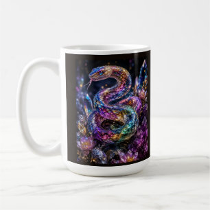 Luxus Kristallschlange Schwarz Gold Glamour Kaffeetasse