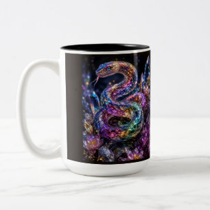 Luxus Kristallschlange Schwarz Gold Glamour Zweifarbige Tasse