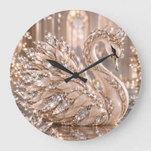 Luxus Kristallschwan Große Wanduhr