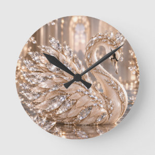 Luxus Kristallschwan Runde Wanduhr