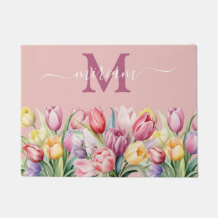 Luxus-Küchenbodenmatte: Rosa und violette Tulpen Fußmatte