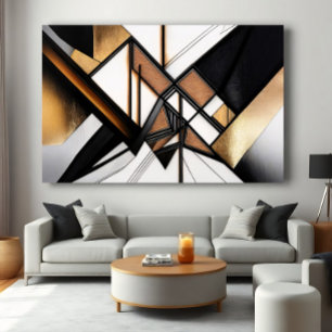 Luxus-Kunst Abstract Geometrisch Holz und Gold Poster
