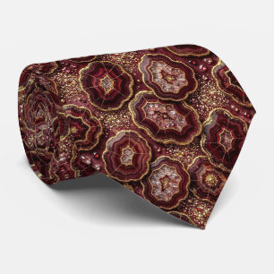 Luxus-Kunstseide Burgund + Gold-Geoden-Schlips Krawatte