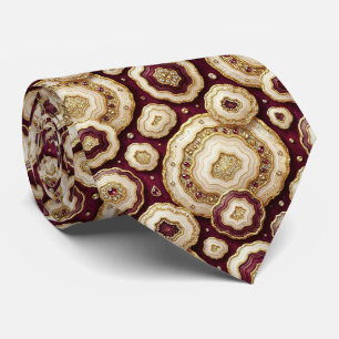 Luxus-Kunstseide Burgund + Gold-Geoden-Schlips Krawatte