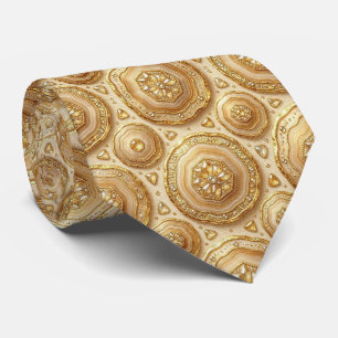 Luxus-Kunstseide Kamel + Gold-Geoden-Schlips Krawatte