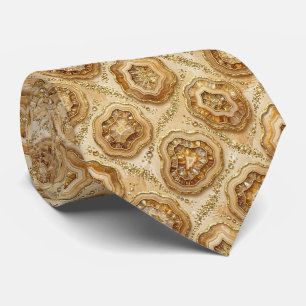 Luxus-Kunstseide Kamel + Gold-Geoden-Schlips Krawatte