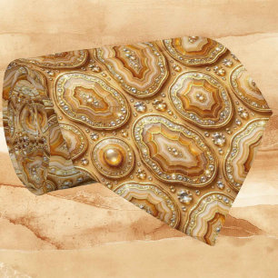 Luxus-Kunstseide Kamel + Gold-Geoden-Schlips Krawatte