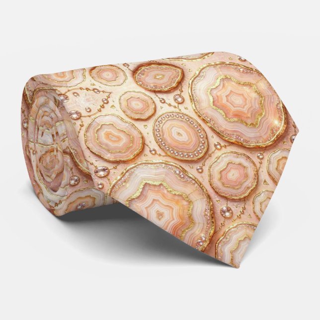 Luxus-Kunstseide | Rosen-Gold-Geoden-Schlips Krawatte (Gerollt)