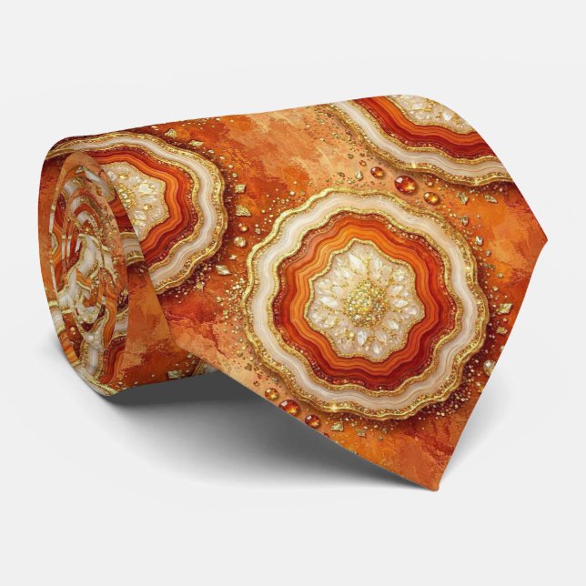 Luxus-Kunstseide | Rost + Gold-Geoden-Krawatte Krawatte (Gerollt)