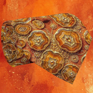 Luxus-Kunstseide   Rost + Gold-Geoden-Schlips Krawatte