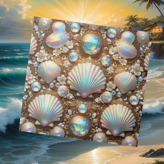 Luxus-Küsten-Dekor | Diamanten und Muscheln Fliese (Von Creator hochgeladen)