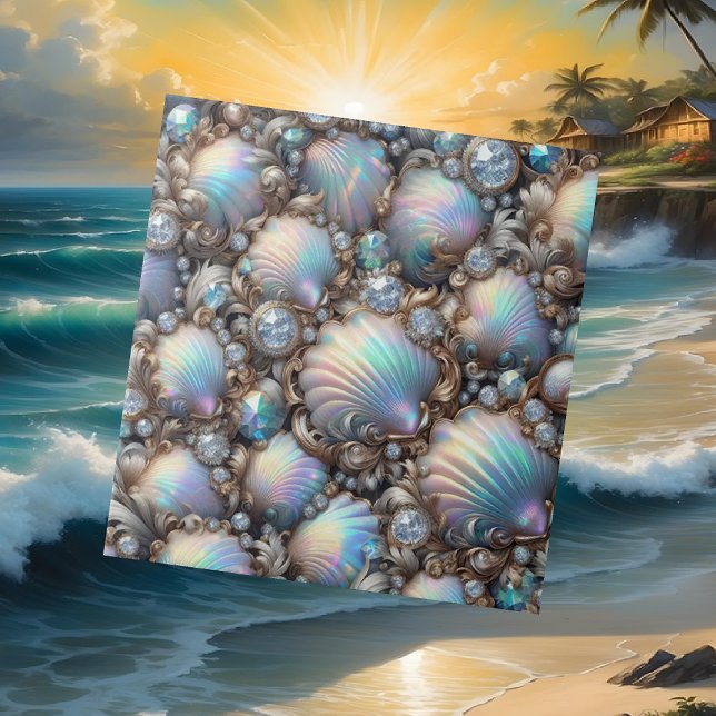 Luxus-Küsten-Dekor | Diamanten und Muscheln Fliese (Von Creator hochgeladen)